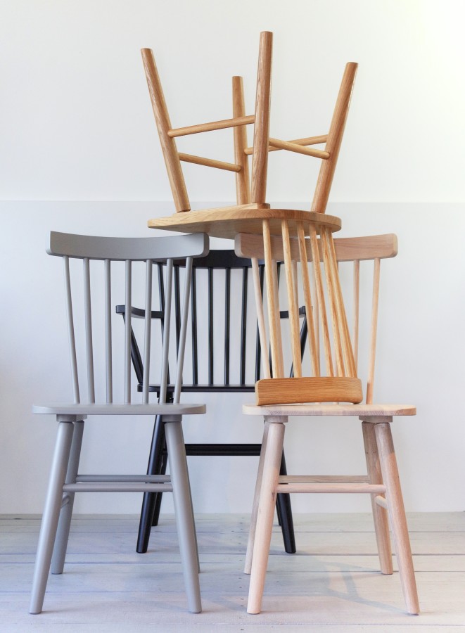 Set of two solid oak wooden chairs, SCAND