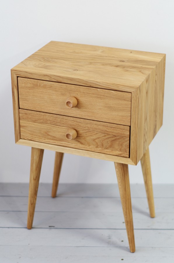 Oak 2 drawers nightstand NO-04-EN, natural oiled