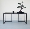 Oak coffee table with metal legs (black)