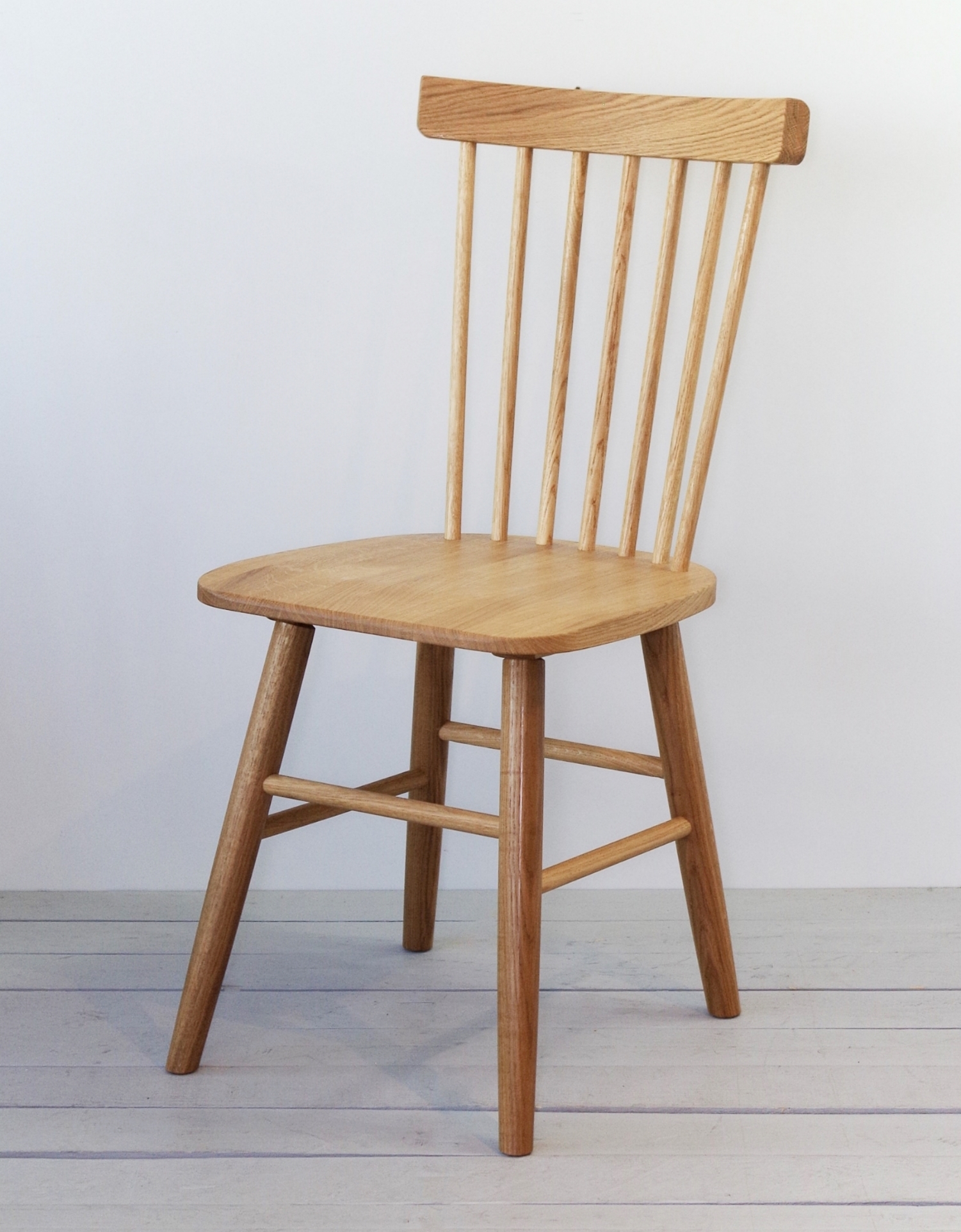 set of two solid oak wooden chairs scand